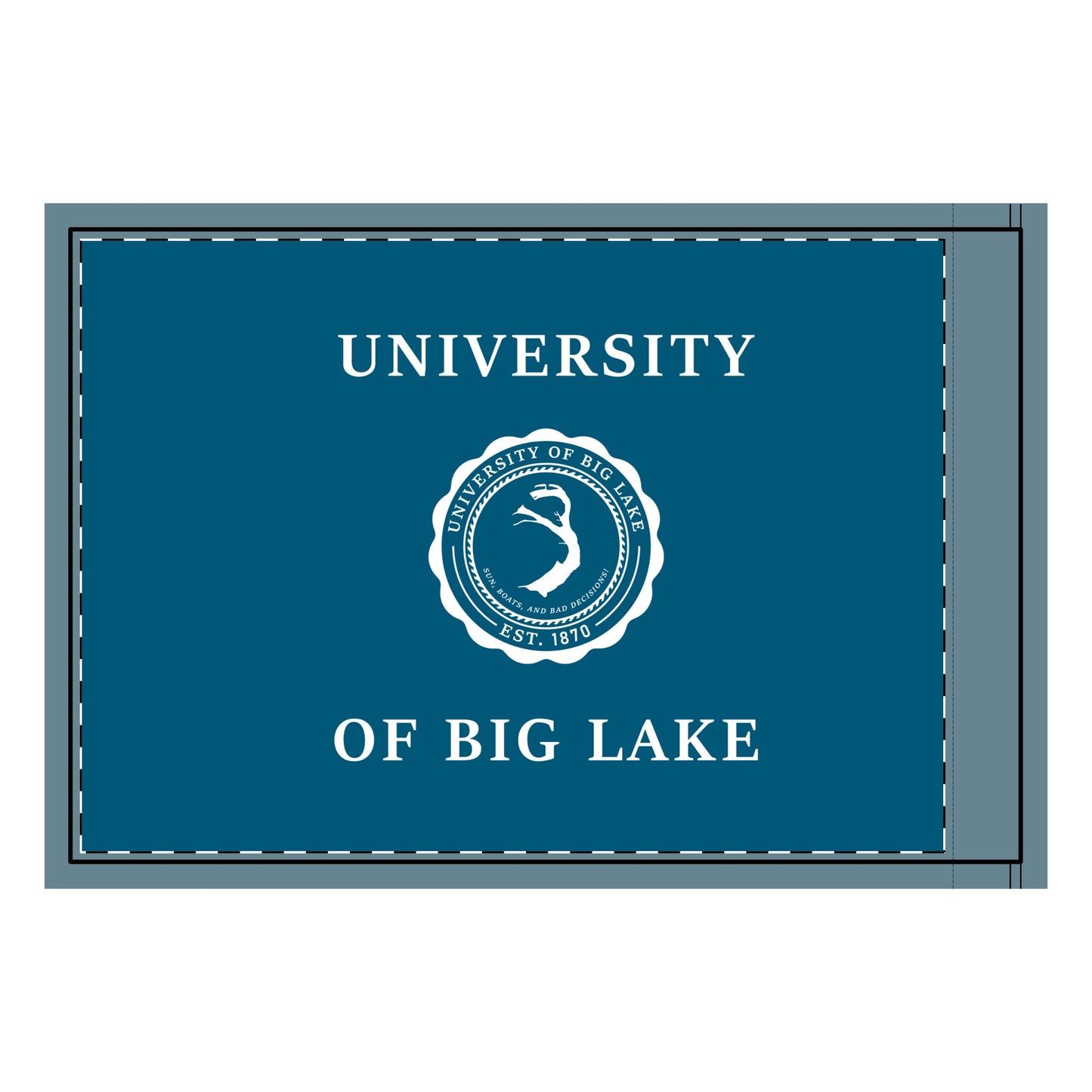University of Big Lake Double-Sided Flag with Sleeve Attachment - Blue