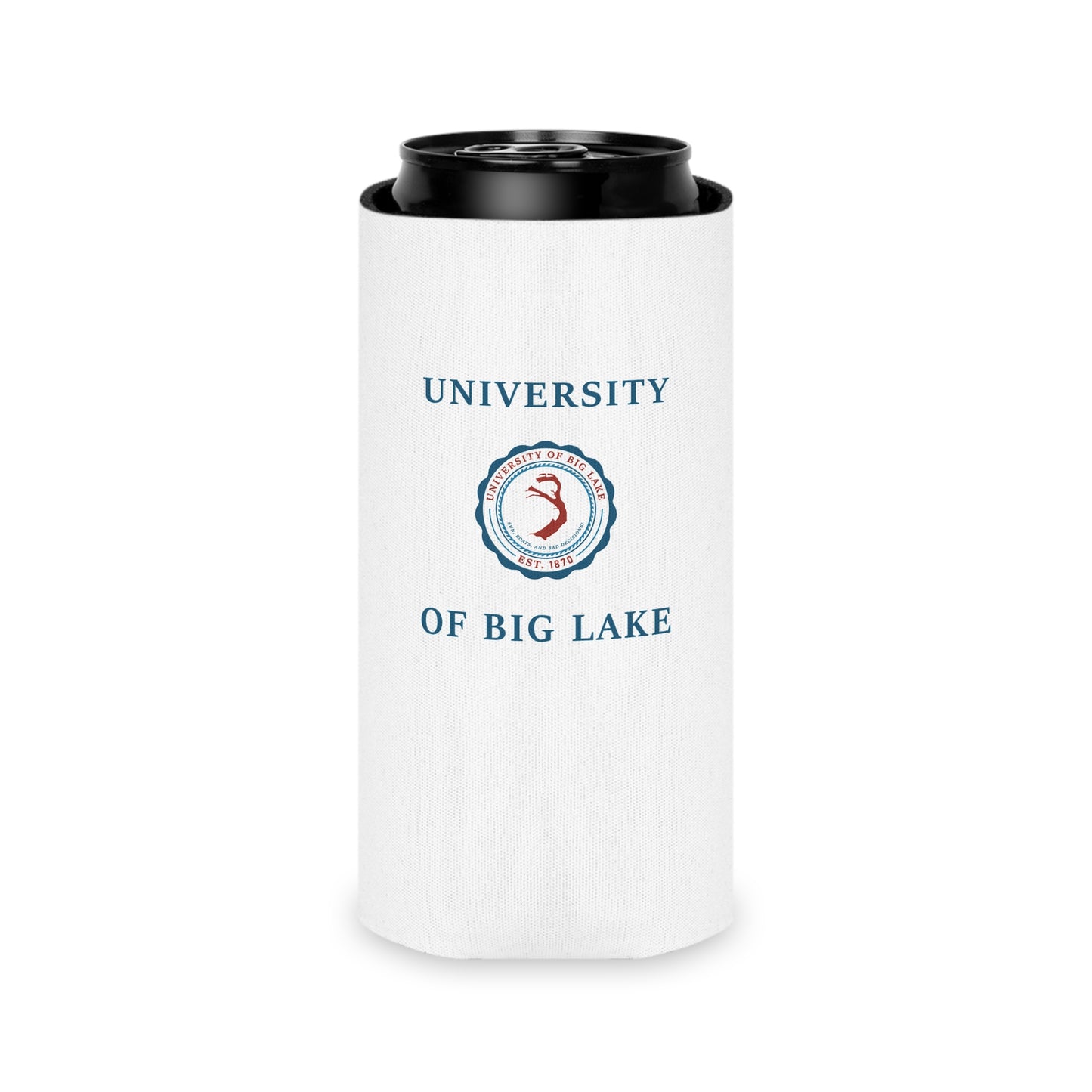 University of Big Lake Can Koozie – UBL Crest Beverage Koozie Reg/Slim