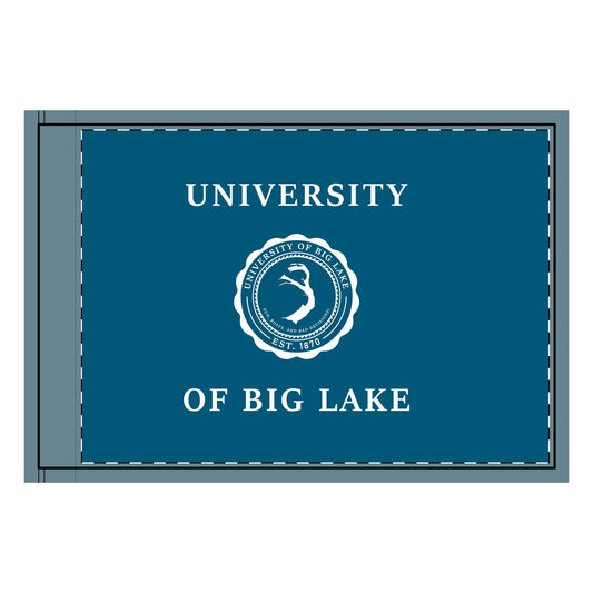 University of Big Lake Double-Sided Flag with Sleeve Attachment - Blue
