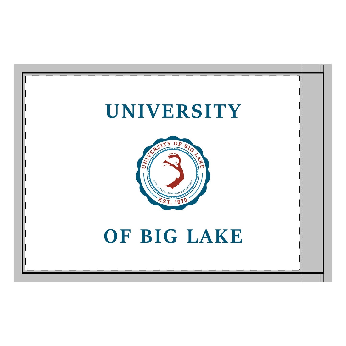 University of Big Lake Double-Sided Flag with Sleeve Attachment - White